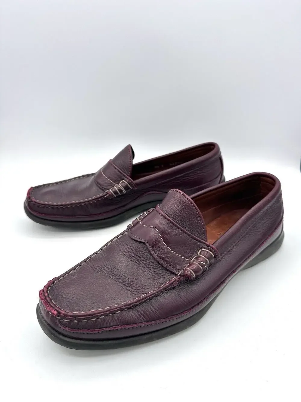 Allen Edmonds Hamlin Shoes Mens 8.5D Burgundy Maroon Leather Penny Loafers